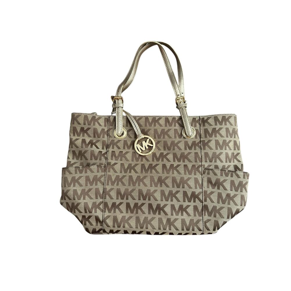 Michael Kors Tan Beige Cream MK Logo Purse